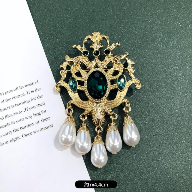 

Винтажная барочная вестерн антикварная брошь матовый золотой жемчуг корона суд булавка брошь аксессуары женщины