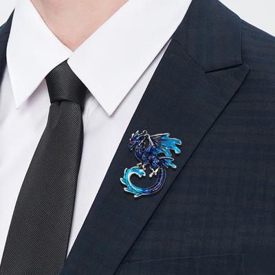 Retro Oil Drip Cartoon Dragon Shape Brooch Men's Personalized Suit Coat Accessories Pin Jewelry
