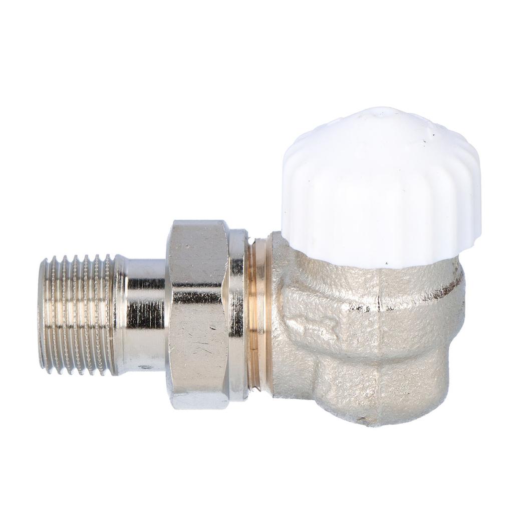 Thermostatic Valve V-exakt II DN15 Nickel-plated, White Cap, Angle-corner D