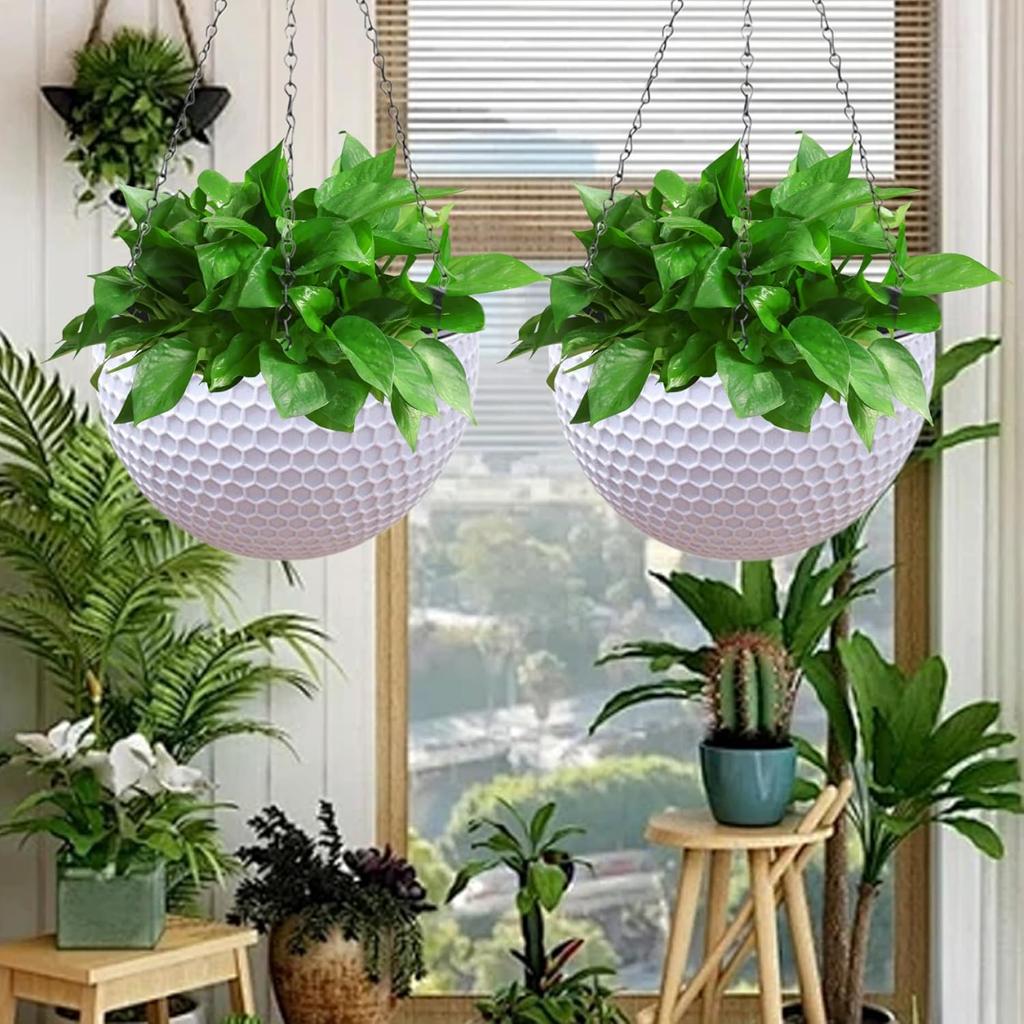 Hanging Planter & Baskets, Hanging Pots for Plants Indoor, 2PCS 6.5" Self Watering Hanging Planter, Hydroponics/Soil Culture Hanging Flower Pot with