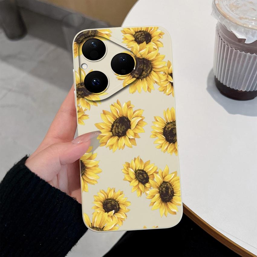 For Huawei Nova Y90 4E 5T Y70 Y72 6 7 8 9 SE Y61 Pura 80 Pro Soft Silicone Phone Covers Beautiful Sunflower Patterns Anti Slip Shell For Huawei Casing