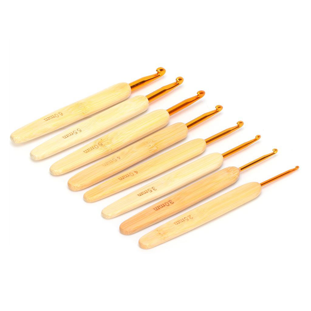 8pcs Aluminium Oxide Crochet Hook Golden Crochet Needles Set for Sweater Knitting