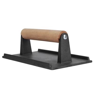 Pressa in Ghisa per Griglia Bistecca Bacon Peso Pressa Piastra Barbecue con Manico in Legno