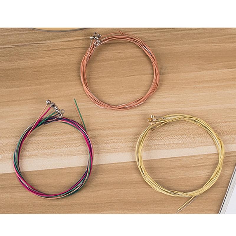 6 Pcs Folk Guitar Steel String Acoustic Guitar Strings for 6 String Classical Guitars Accessories Powerful and Durable