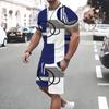 Summer Fashion Casual Men's Suit Gradient 3D Printed Sportswear Short-sleeved Suit Oversized Round Neck T-shirt Shorts 2-piece