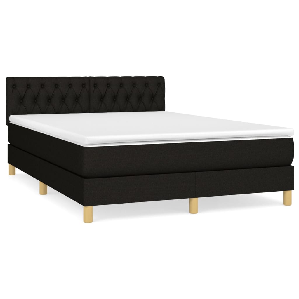 Vidaxl Letto Continentale Con Materasso, Nero, Tessuto 140X200 Cm