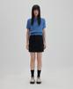 NONBLANK Raglan Half Sleeve Collar Crop Knit_Melange Blue