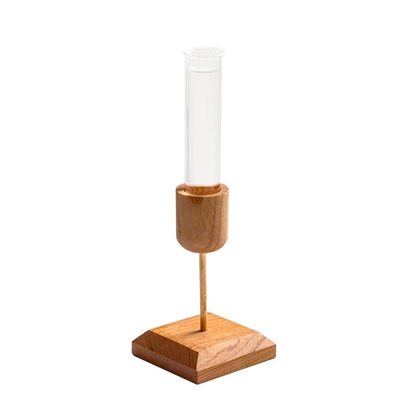 1Pc Flower Pot Durable Plant Transparent Wooden Stand Creative Vase Test Tube Hydroponic