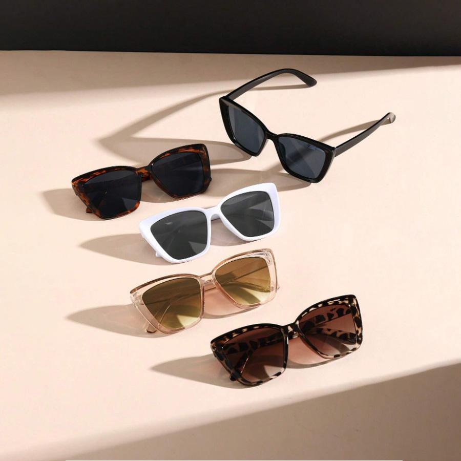 5PCS Women Plastic Large Cat Eye SunGlasses For Daily School Beach Travel Party Clothing Accessories