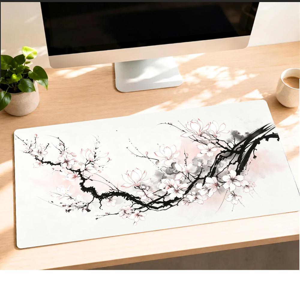 Ink Painting Floral Art Mousepad Speed Office Desk Accessories Gaming Mats Carpet Mouse Mat Desk Pad Computer Desk Decorating