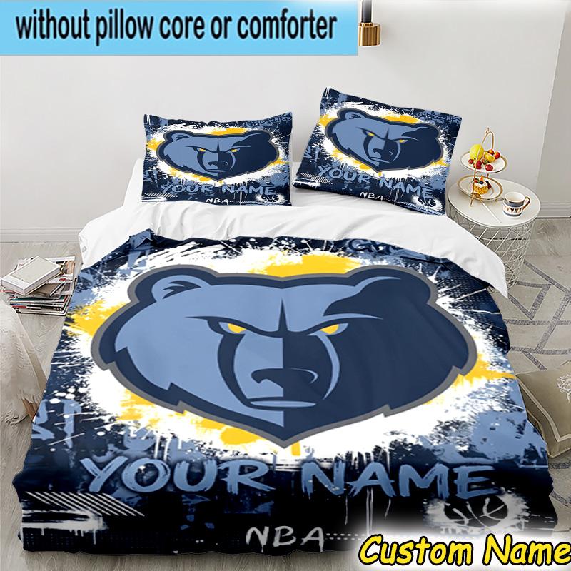 3pcs Custom Name City Grizzlies Bear Logo Bedding Set Includes 1 Duvet Cover & 2 Pillowcases for All Seasons Dormitory Home Decor Christmas gifts