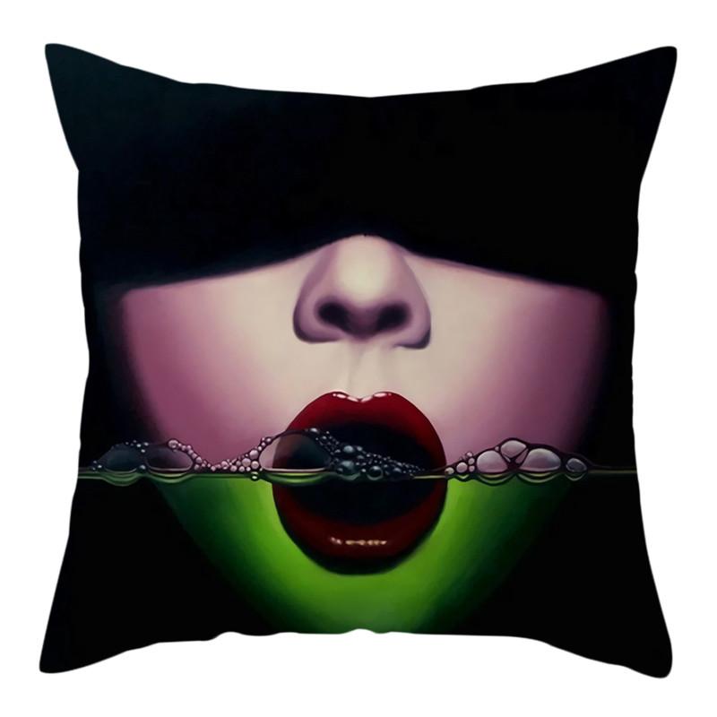 Home Deko Kissenbezug Wohnzimmer Elegantes Damenmuster Sofa Rot Schwarz Kissenbezug