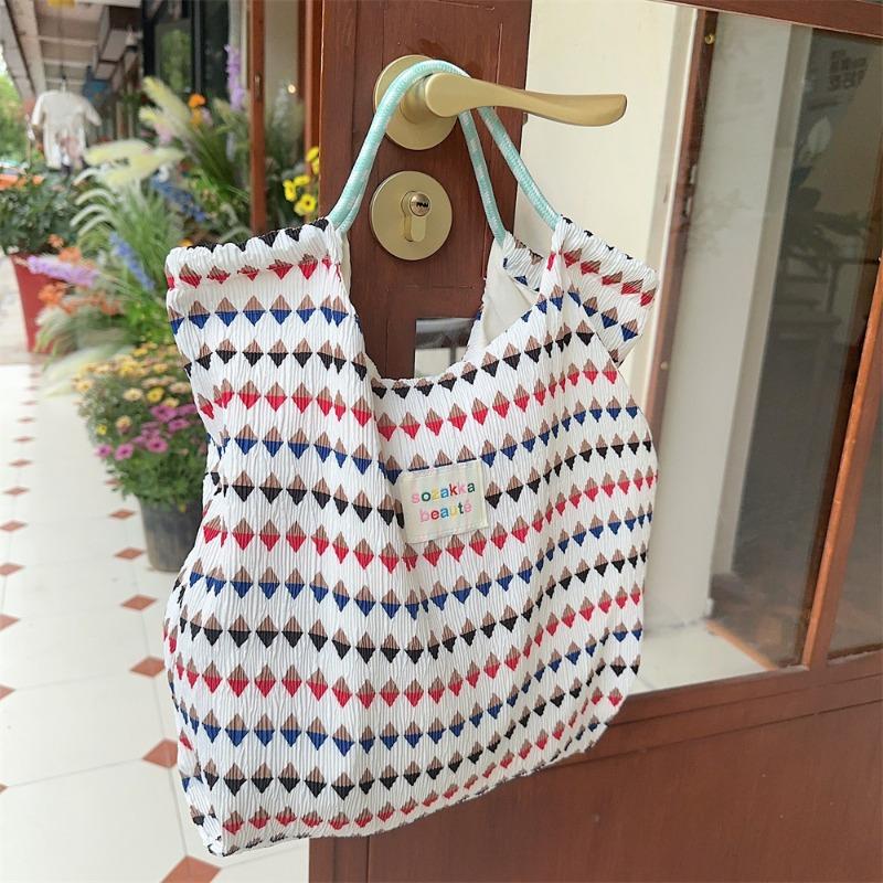 5 wrinkled cloth printed handbag spring and summer thin shopping handbag fresh floral large-capacity cloth bag
