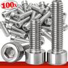 100/10PCS Stainless Steel Hex Socket Caps Allen Head Bolt Screws Internal Hexagon Cylindrical Head Sockets Self-Tapping Bolts