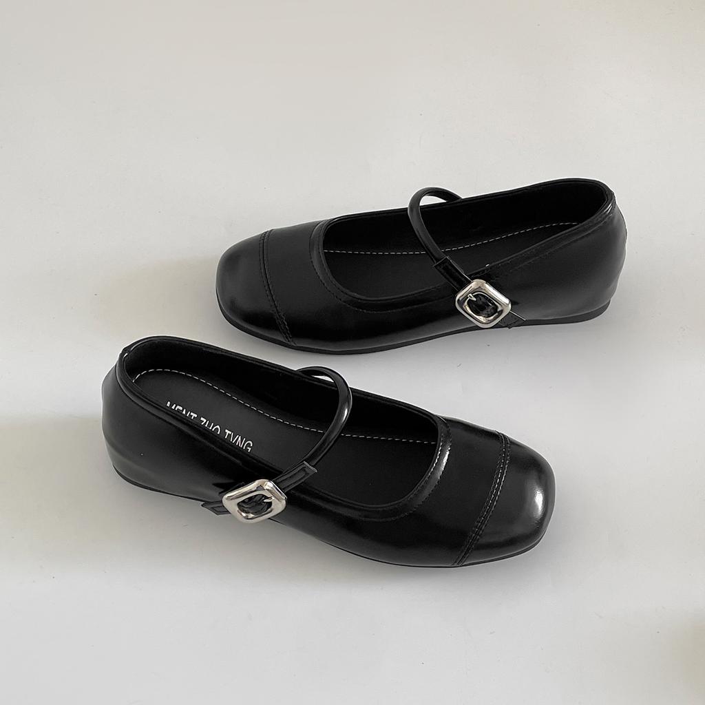 Silver retro square head inner height increase light mouth flat sole single shoes women's summer 2025 new versatile French Mary Jane shoes