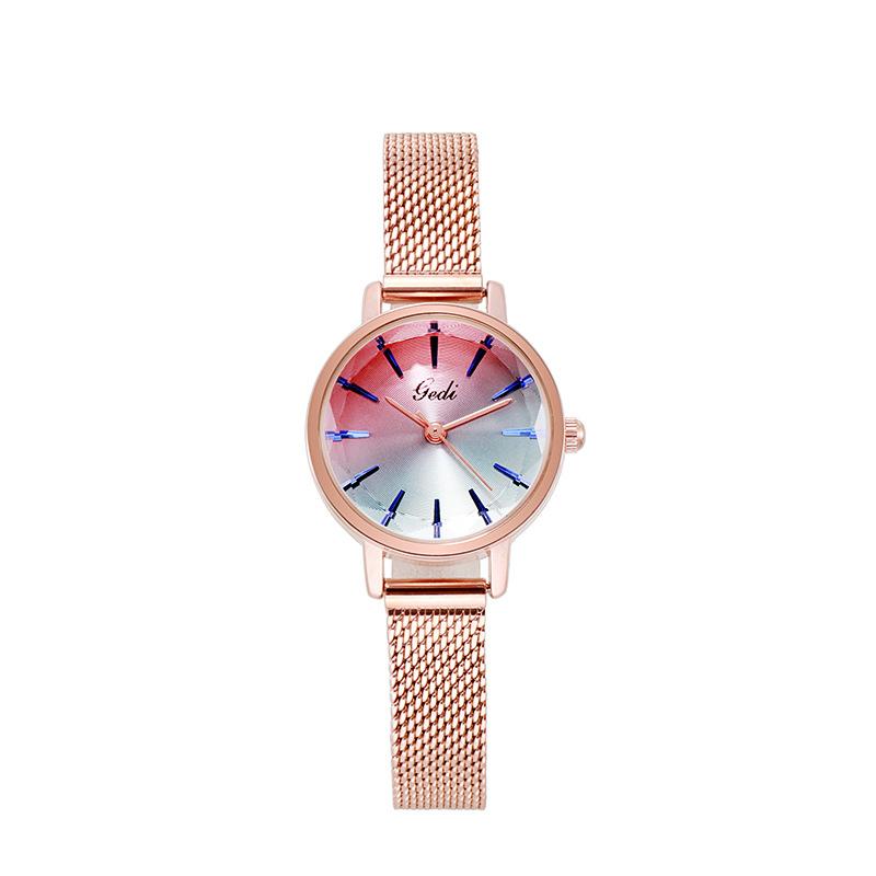 Gradual Change Literal Women'S Watch Small Dial Mesh Belt Women'S Watch Fashionable Simple Versatile Women