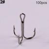 100Pcs High Carbon Steel Treble Hooks 7 Size 2/4/6/8/10/12 Fishhook Tackle