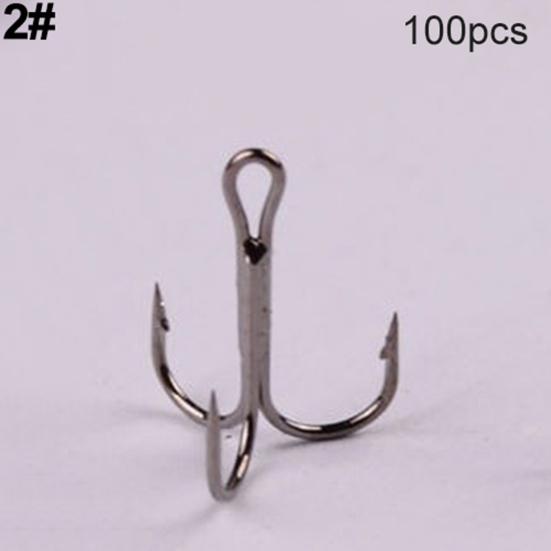 100 Stück Drillinge aus Hartstahl, 7 Größen, 2/4/6/8/10/12 Angelhaken-Gerät