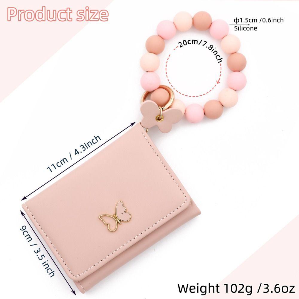 Boho Style Butterfly Wristlet Wallet Keychain Butterfly Charm Bangle Wallet Keychain  Cards Storage