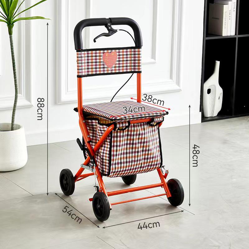 Foldable Mobility Scooter: Pushable & Rideable Elderly Walker with Four Wheels, Portable Shopping Assistant