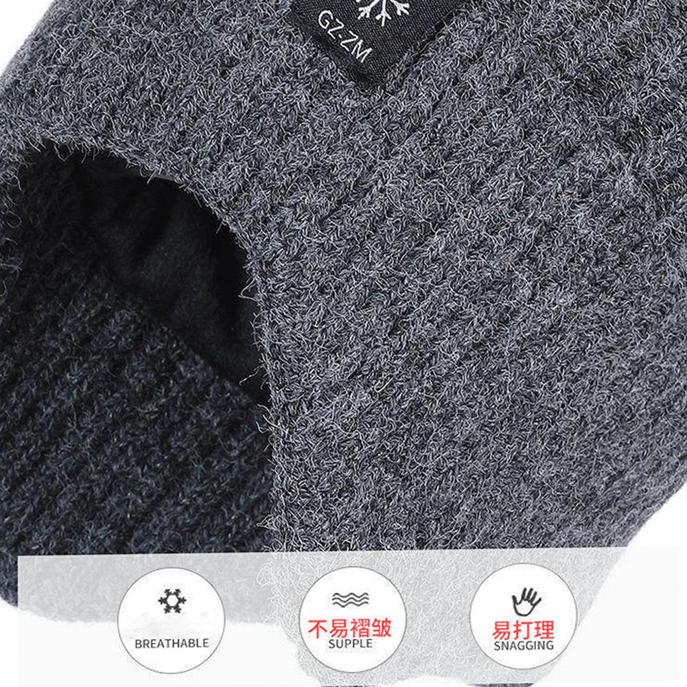 Winter Knitted Hat Warm Plush Earflaps Thickened Wool Cap Windproof Thermal Ear Protection Breathable Women Men Ski Skull Cap