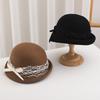 French Celebrity Mesh Ribbon Lampshade Hat Women's Autumn and Winter Wool Top Hat Thousand Gold Bow Basin Hat High Quality Tide