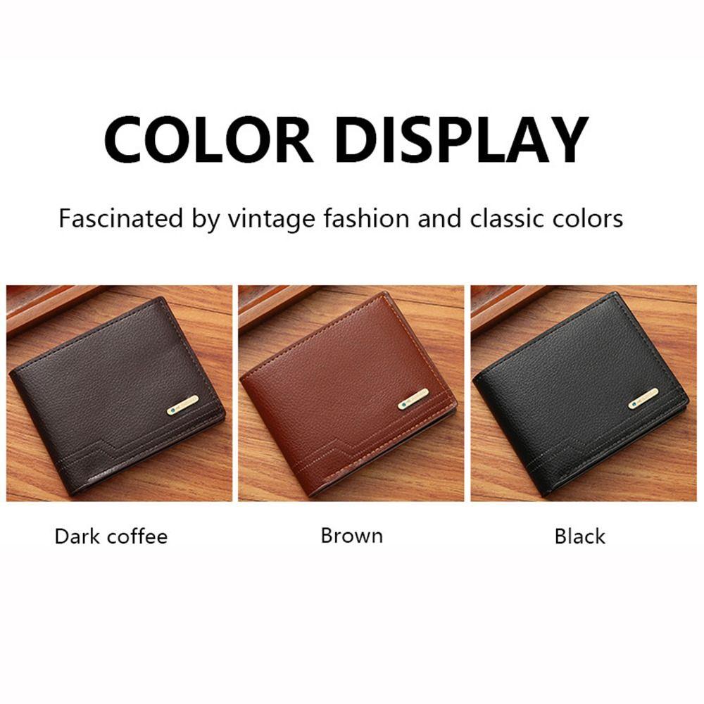 Large Capacity Male Leather Purse PU Leather ID Card Holder Portable Pocket Purse  Daily Use