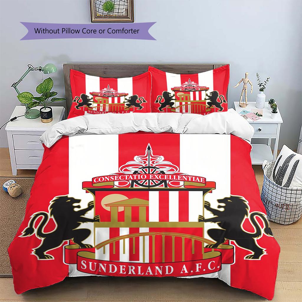 Sunderland AFC Pattern Bedding Quilt Set Home Decoration Gift (1 * Duvet Cover + 2 * Pillowcase Without Core)