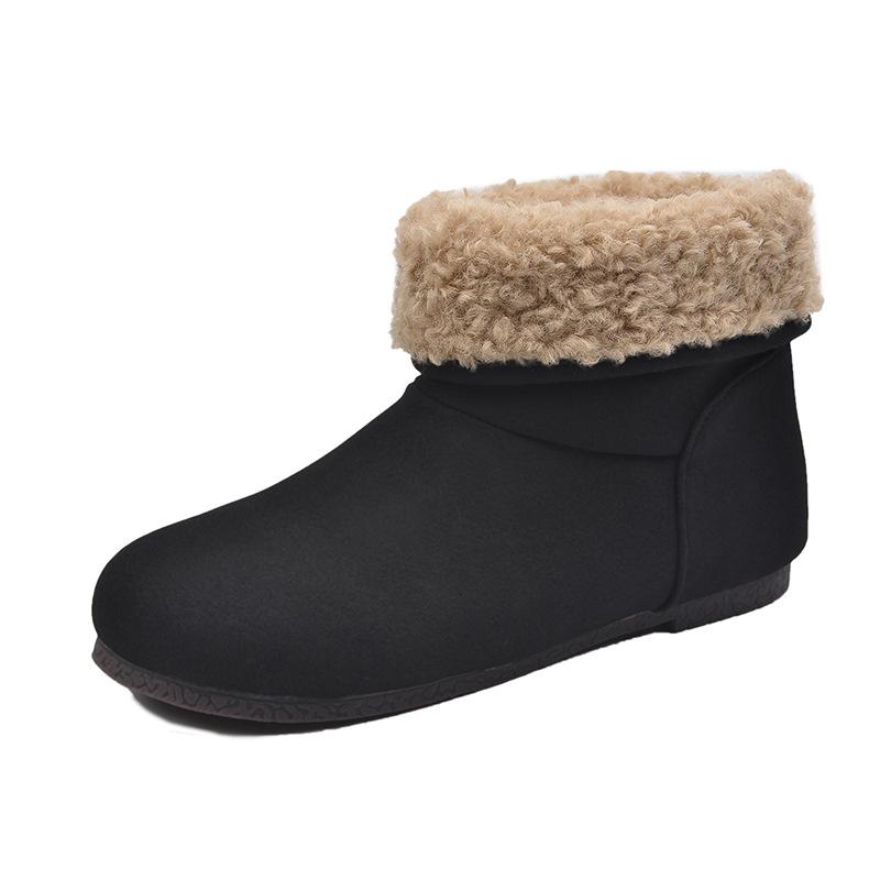 

Вельветовые сноубутсы с большой головой на плоской подошве, пушистые ботинки, женские ботинки, теплые хлопковые туфли, ретро короткие ботинки 40 чёрный