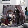 Flanelová deka s potiskem Black Butler, Vysoce kvalitní, Pohodlná pro všechna roční období, Domácí dekorace, Teplo a pohodlí, Perfektní pro vánoční dárky07