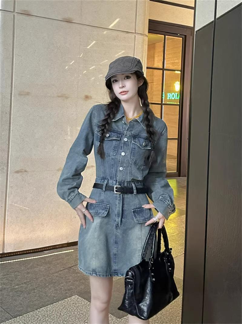 French Spicy Girl 2026 Retro Denim Slimming Jumpsuit-Skirt for Women XXXXL