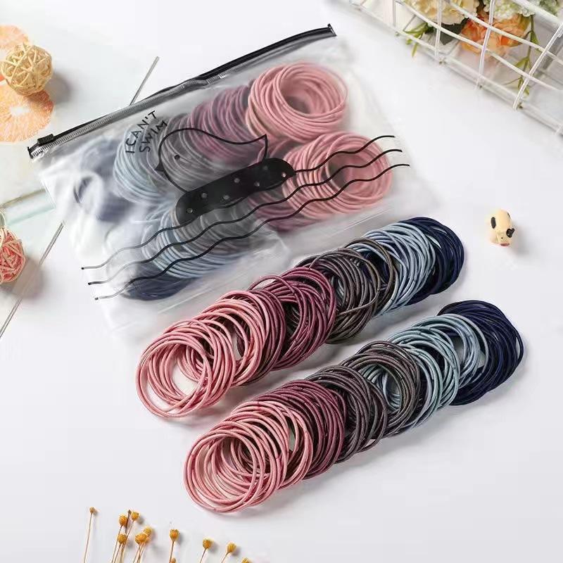 100pcs/lot 5CM Women Rubber Bands Scrunchy Elastic Hair Bands Girls Headband Decorations Ties  Gum for Hair