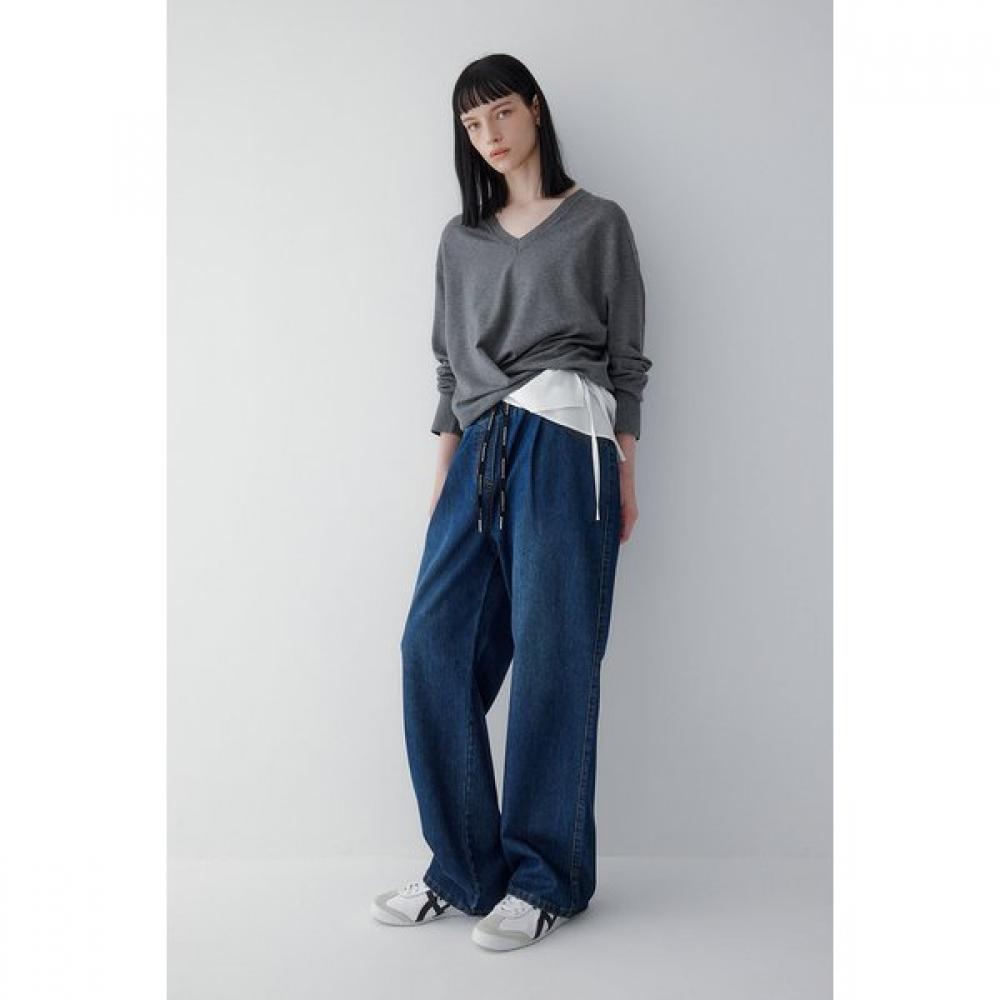 Vov String Banding Wide Denim Pants 7155355006 Blue/S