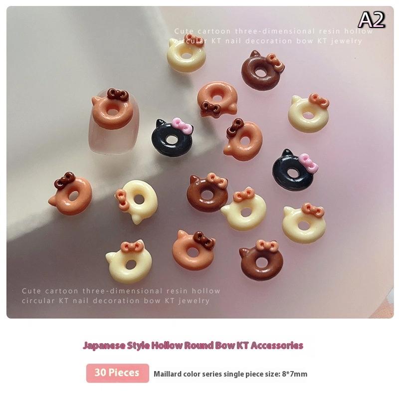30Pcs Cartoon Doughnut Nail Art Decorations Mix Shapes Nail Charms Manicure Decals for Nail Salon Accessories