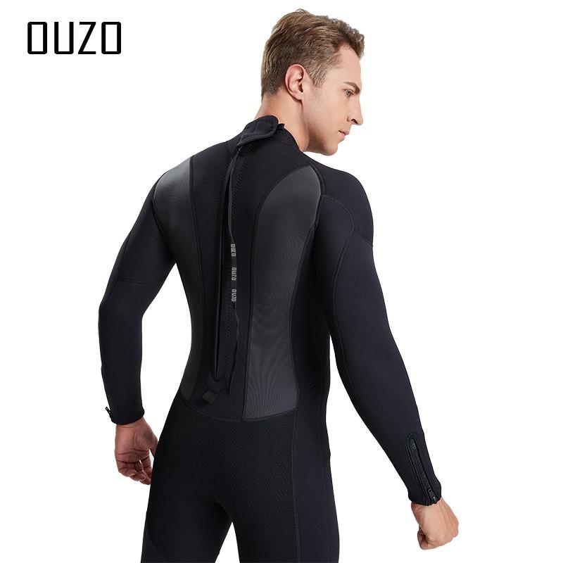 OUZO 3mm Diving Suit Men's Long-sleeved One-piece Thickened Warm Surfing Swimming Snorkeling