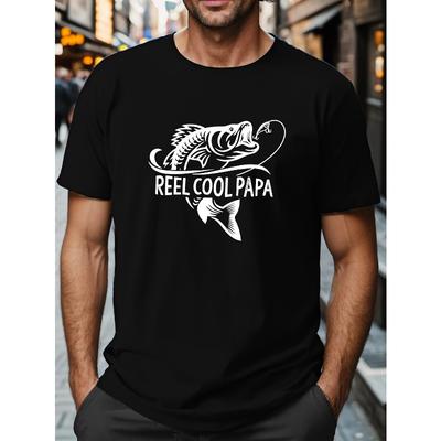 Europäische Größen Große Größen Kurzarm Rundhals 'REAL COOL PAPA' Grafikdruck T-Shirt Für Herren, Lässiger Stil Für Frühling/Sommer