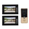 Video Intercom Entry System 2 Units 7 Inches HD Display Wired Video Door Phone Kit with 6PCS Access Cards for Villa Apartment