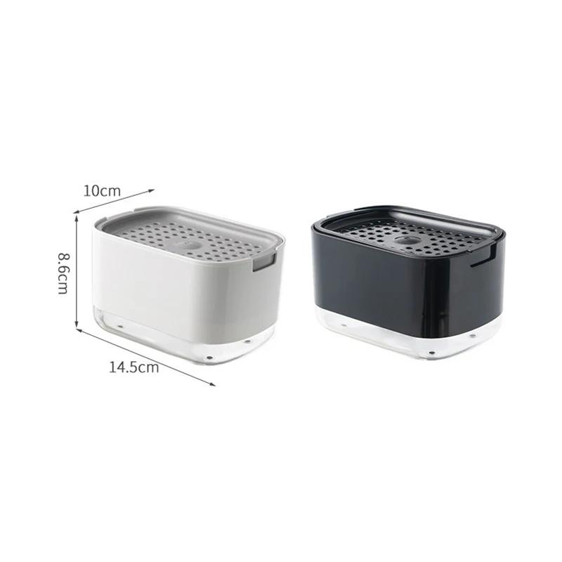 2 in 1 Dispenser di sapone per piatti, dispenser di sapone liquido, contenitore per sapone con porta spugna per cucina, bagno, accessori per il lavaggio