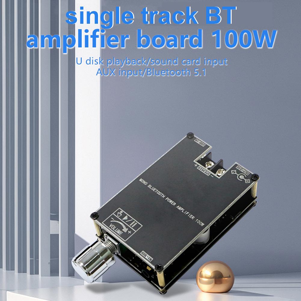 ZK-1001B Mono 100W BT Audio Power Amplifier Module Bluetooth-Compatible 5.1 AUX TPA3116D2 Amplifier Board DC7V-24V with TWS Mode