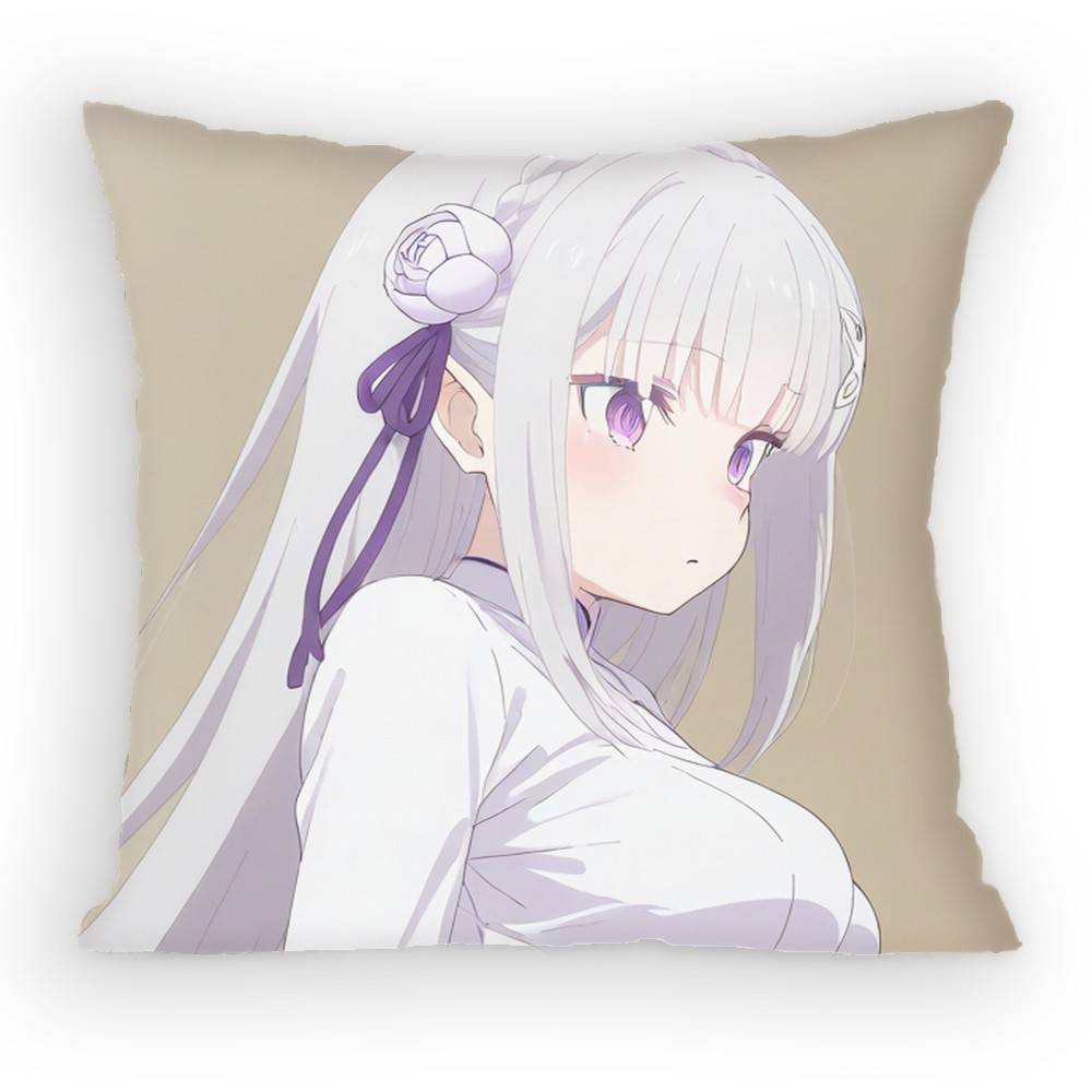 re zero infinity Emilia Cute Anime GGirl Pillow Case Sofa Living Room BedroomHeadboard Backrest Cushion Square Cushion Nap Time