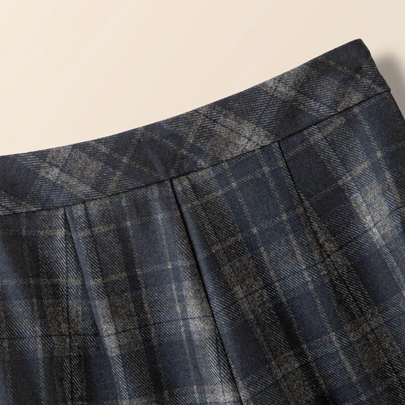 Sibaishi Women's Retro Plaid High-Waist Cropped Wide-Leg Pants