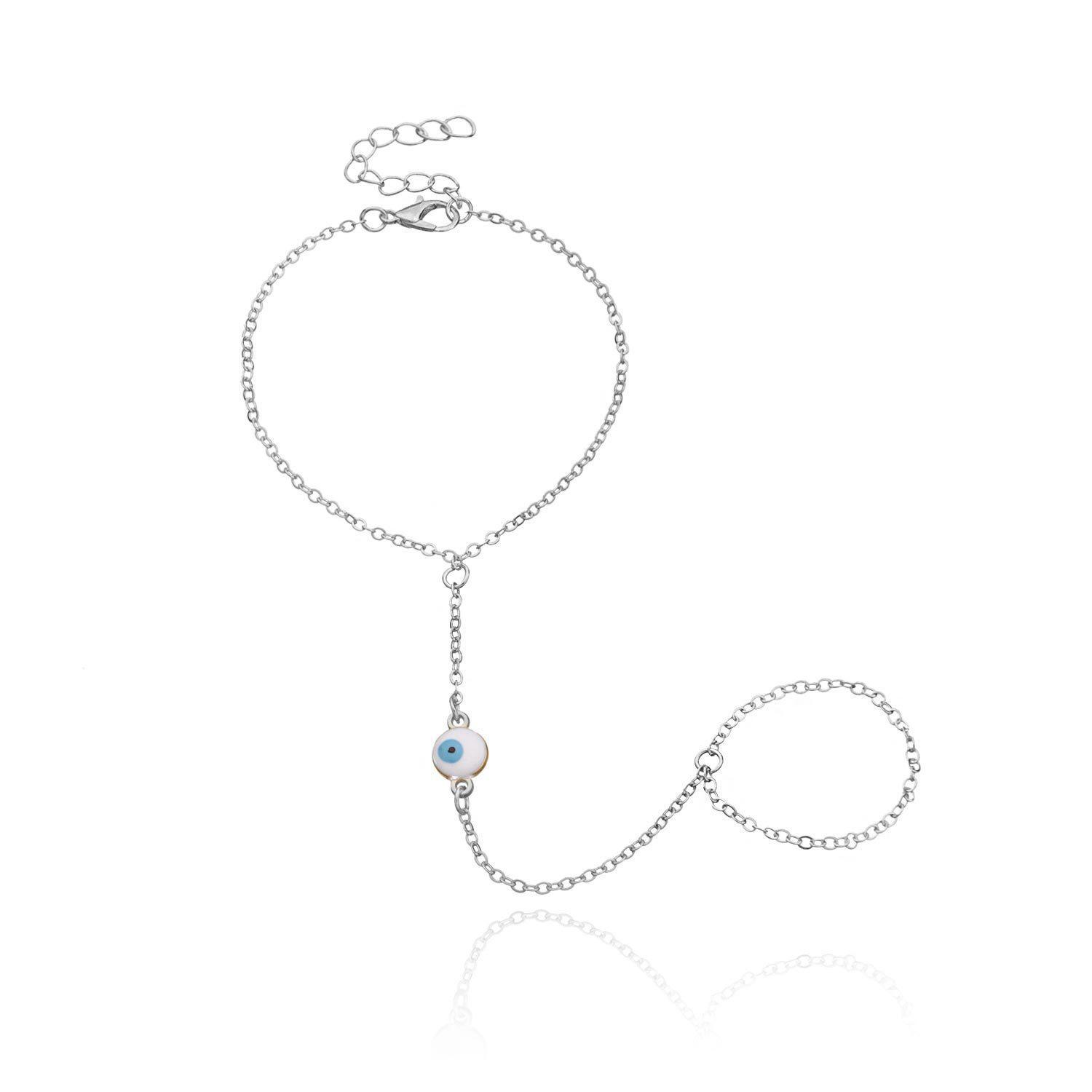 

Europe, America, hot-selling popular devil s eye bracelet women, simple metal chain handmade bracelet jewelry срібний