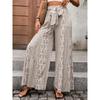 Casual Vacation Style Lace-up Geometric Floral Print Wide-leg Pants for Women