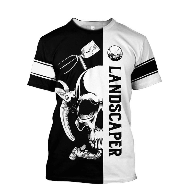 Fashion Design Gardener Uniform Pattern 3D Printing Men's Outdoor Round Neck Short Sleeved T-shirt