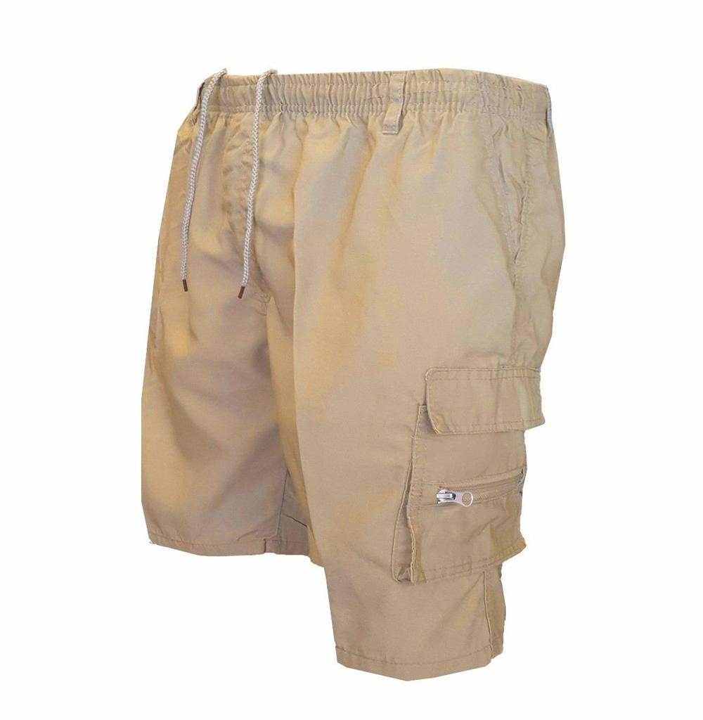 Men's Tactical Shorts Summer Casual Cargo Shorts Knee-length Multi-pockets Elastic Waist Work Hiking Overalls Short Pants