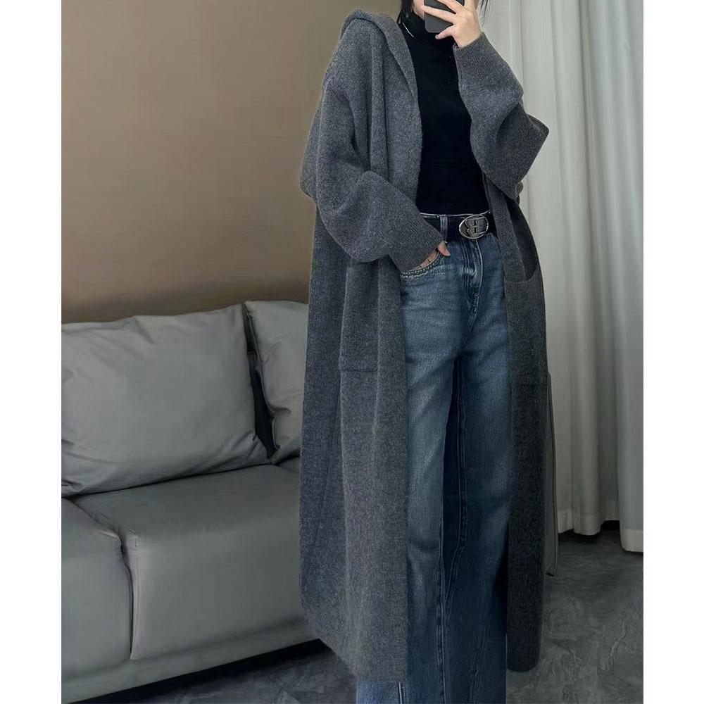 YYFS Women's Fashion Casual Fall Winter Solid Color Print Long Sleeve Hooded Tops Women's Clothing Woolen Knitwear Sweaters