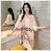Women's Short Sleeve Ice Silk Sleep Dress Nightgown Plus Size 4XL Pajamas Shirt Sundress Loose Home Clothes