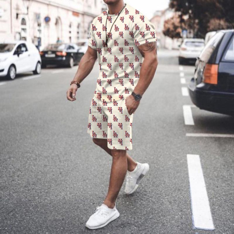 Letter Print Mens Trendy Summer Set T-Shirt And Shorts Set 2 Piece Casual Fashion Streetwear Tracksuit Skateboarding Sportwear