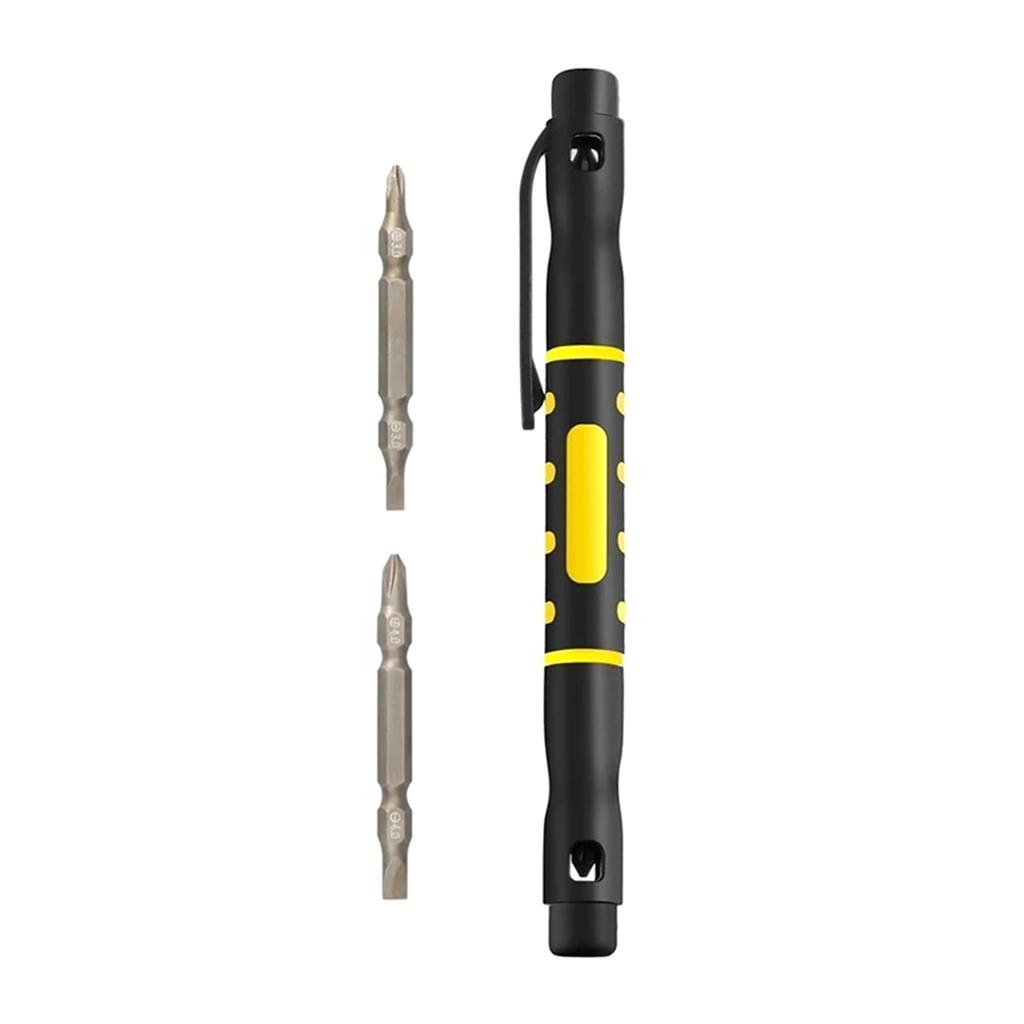 Multifunction 4 in 1 Pen Style Screwdriver with Magnetic Tips Double Ended Crossing Flathead Tips Pocket Screwdriver
