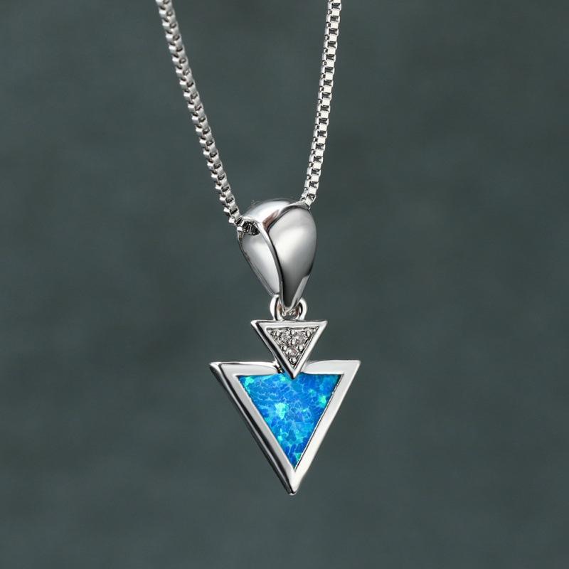 

Wish Overlapping Triangle Opal Pendant Collarbone Chain Hip Hop Hipster Accessories